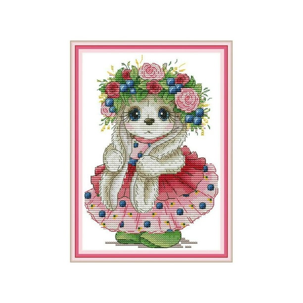 Rabbit Handmade Needlework Counted 14CT Printed Cross Stitch Embroidery Kit 